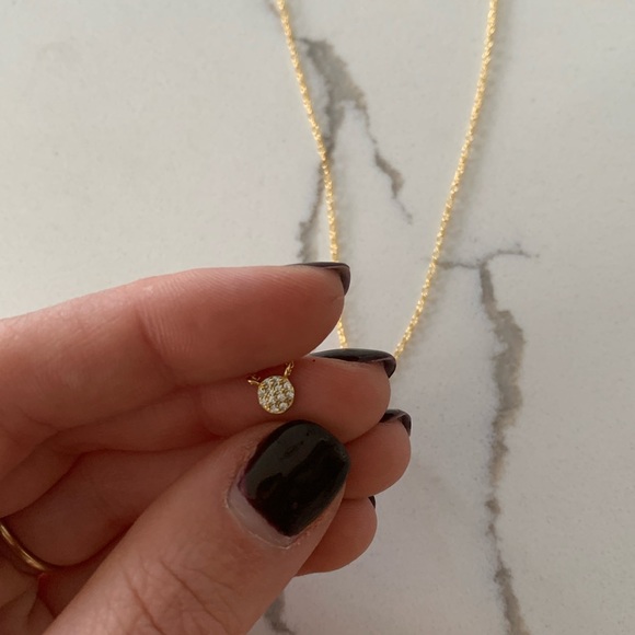 silver plated gold dainty necklace cz pendant stones - Picture 4 of 5